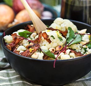 Cauliflower Salad with Rainbow Chard and Bacon