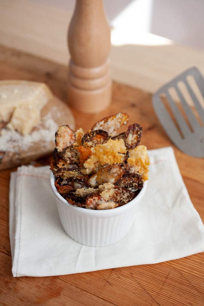 Black Pepper and Parmesan-Crusted Rainbow Carrot Chips