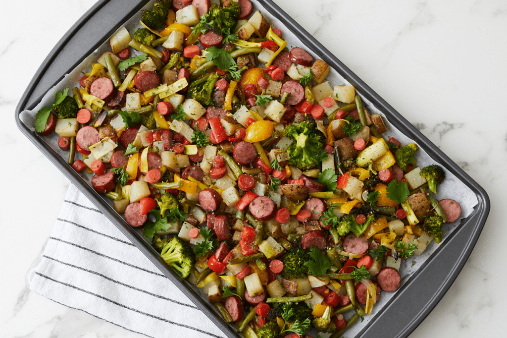 Roasted Veggies and Smoked Turkey Sausage