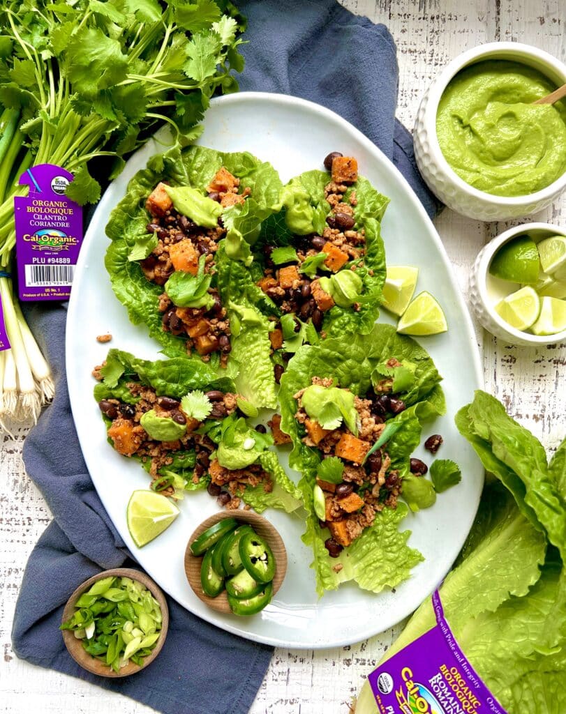 Roasted Sweet Potato, Chicken and Black Bean Lettuce Wraps