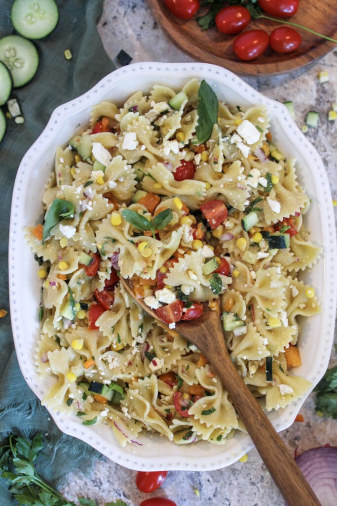 Summer Veggie Pasta Salad with Dijon Lemon Vinaigrette